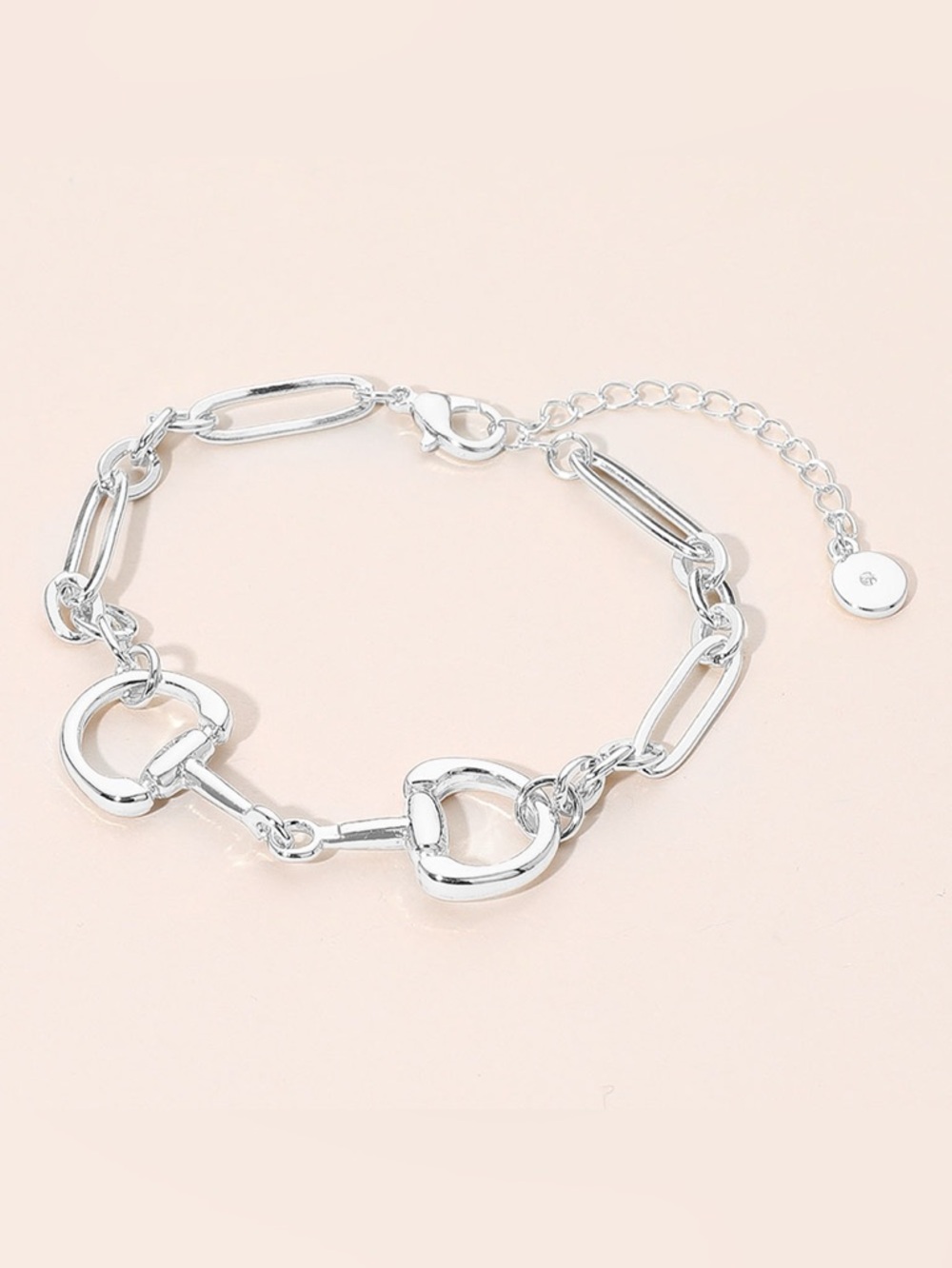 Silver Metal Horsebit Link Bracelet